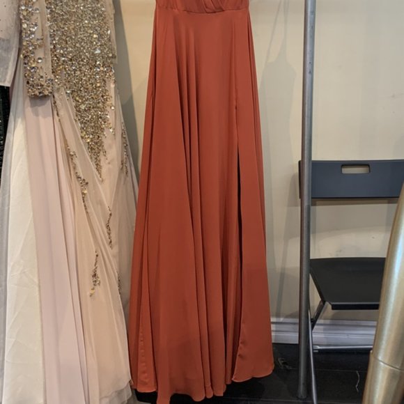 NEW EVENING Burnt Orange Party Long Evening Prom Dress  GOWN SIZES 2-20 AC477 - Picture 2 of 9